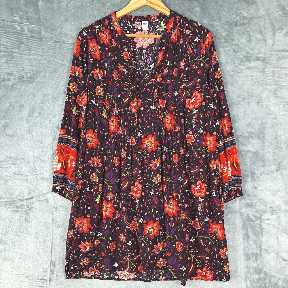 Old Navy Dress Medium Floral Bloomcore Pleated Boho Hippie Peasant Feminine Mini